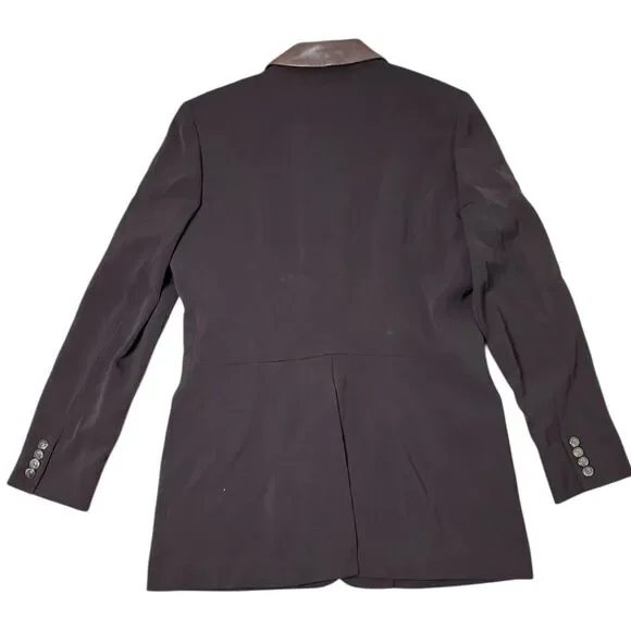 Lauren Ralph Lauren Brown Wool Leather Collar Horse Buttons Equestrian Blazer - Picture 13 of 14